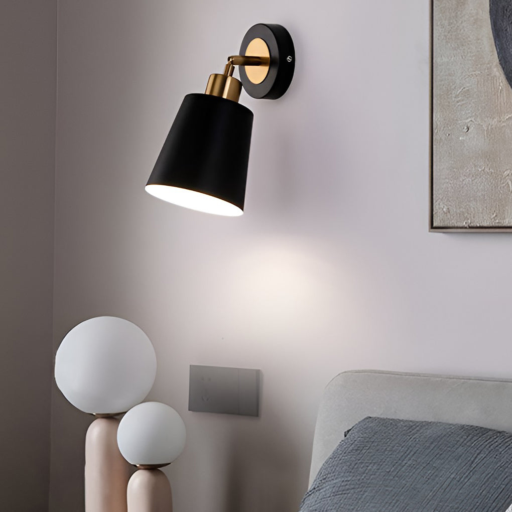 Adjustable Black and Gold Wall Sconce — Iron, LED 12W, 3-Step Dimming (3000K/4500K/6000K), E27, 180° Tilt / 350° Swivel