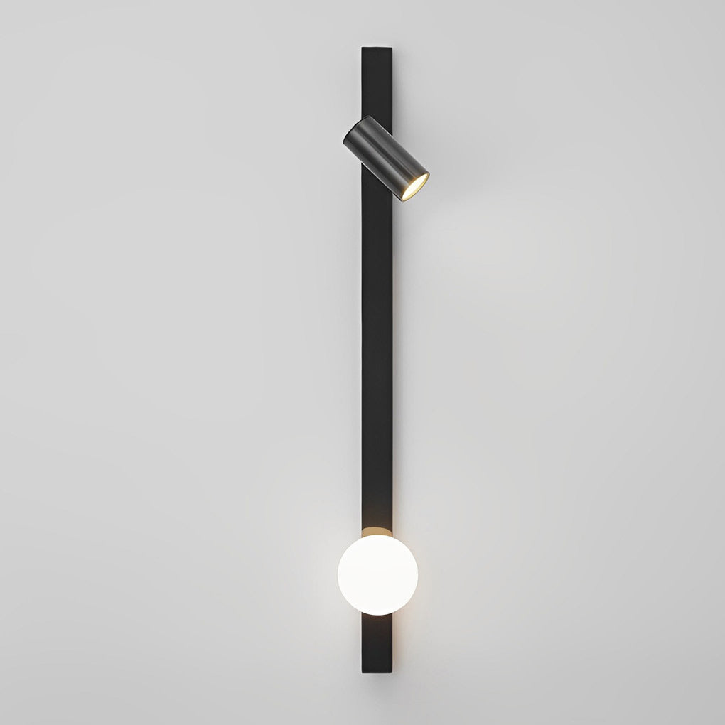Linear Wall Sconce with Adjustable Spotlight — Black and Gold, Copper and Glass, Three-Step Dimming (3000K/4500K/6000K), LED, 31"