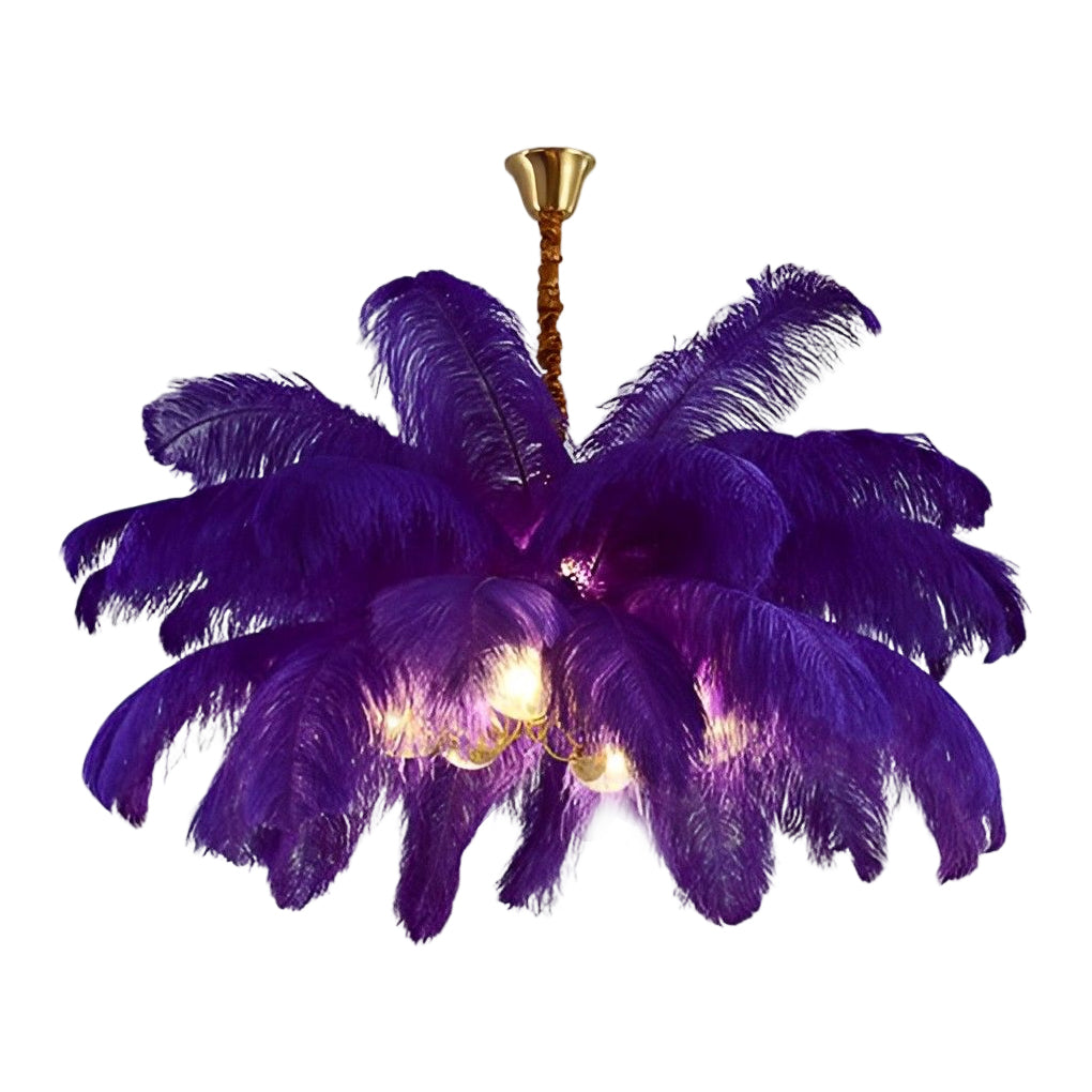 Feather Flush-Mount Chandelier — Copper, 39" Diameter, E14, Warm White 3000K