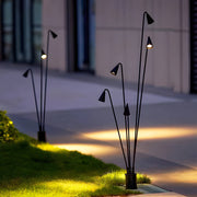 Multi-Head Industrial Outdoor Floor Lamp — Die-Cast Aluminum, Black, 360° Rotation, IP55, Hardwired, 3-Light or 5-Light