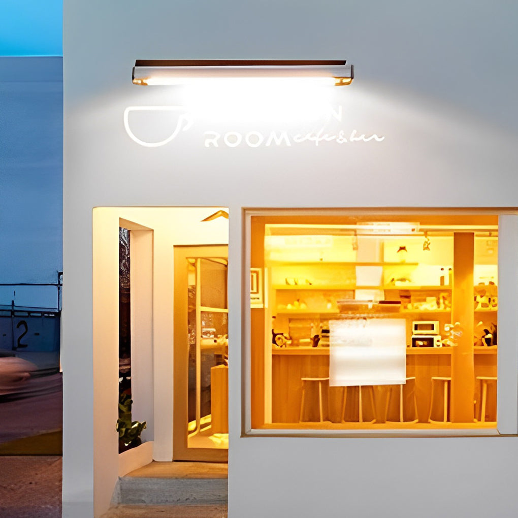 Modern Rectangular Solar Wall Sconce — Aluminum, Adjustable LED Signboard, IP65, 90° Rotatable
