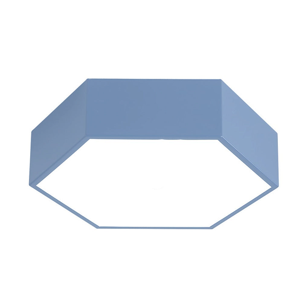 Geometric LED Flush-Mount Ceiling Light — Metal & Acrylic, Tri-Color Wireless Control, 15" Wide