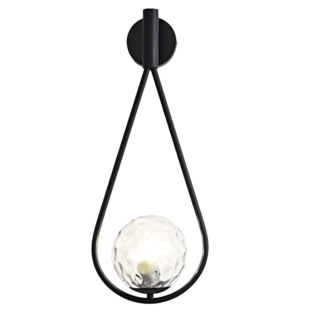 Waterdrop Wall Sconce — Iron and Glass, E27, 9" × 22", Black or Gold