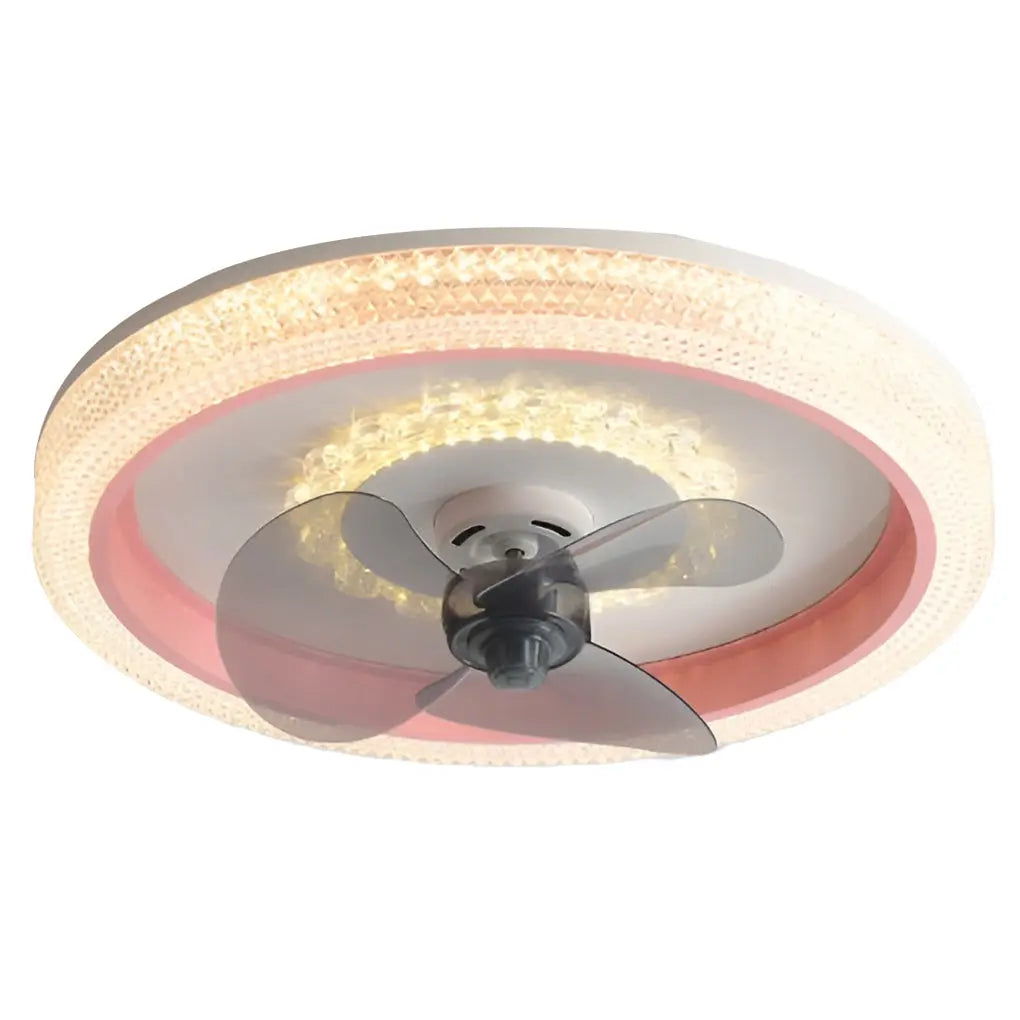 Modern Ceiling Fan Light with Round Design, 360° Rotatable Feature, and Stepless Dimming LED Luxe