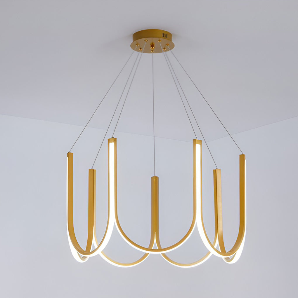 Minimalist Modern Chandelier — Aluminum, 98W LED, 3-Step Dimming (3000K/4500K/6000K), 24" Diameter