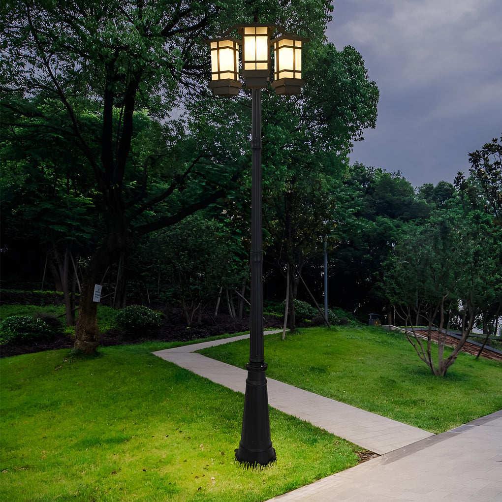 Modern Minimalist Outdoor Post Light — Die-Cast Aluminum, Black, 3-Light, Solar or Hardwired, IP-Rated Weatherproof