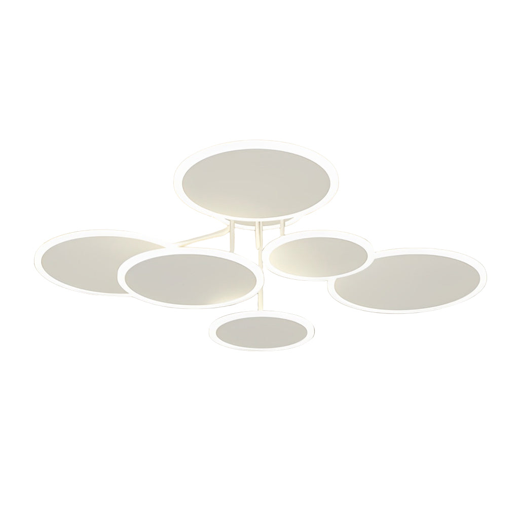 Circular LED Semi-Flush Mount — Matte White Acrylic & Iron, 2/3/6-Light, Three-Step Dimming
