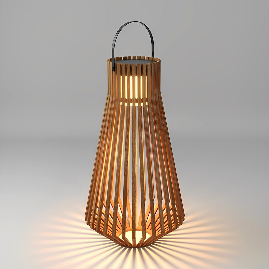 Rustic Modern Solar Portable Lantern — Stainless Steel, LED 3000K, 180° Rotating Handle, IP65, 15" × 27"