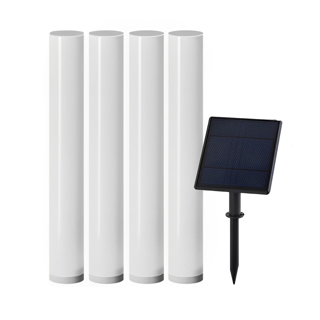 Modern Solar Bollard Light — White PC, Cylindrical, 3000K/6000K, 23.8" Height, Waterproof