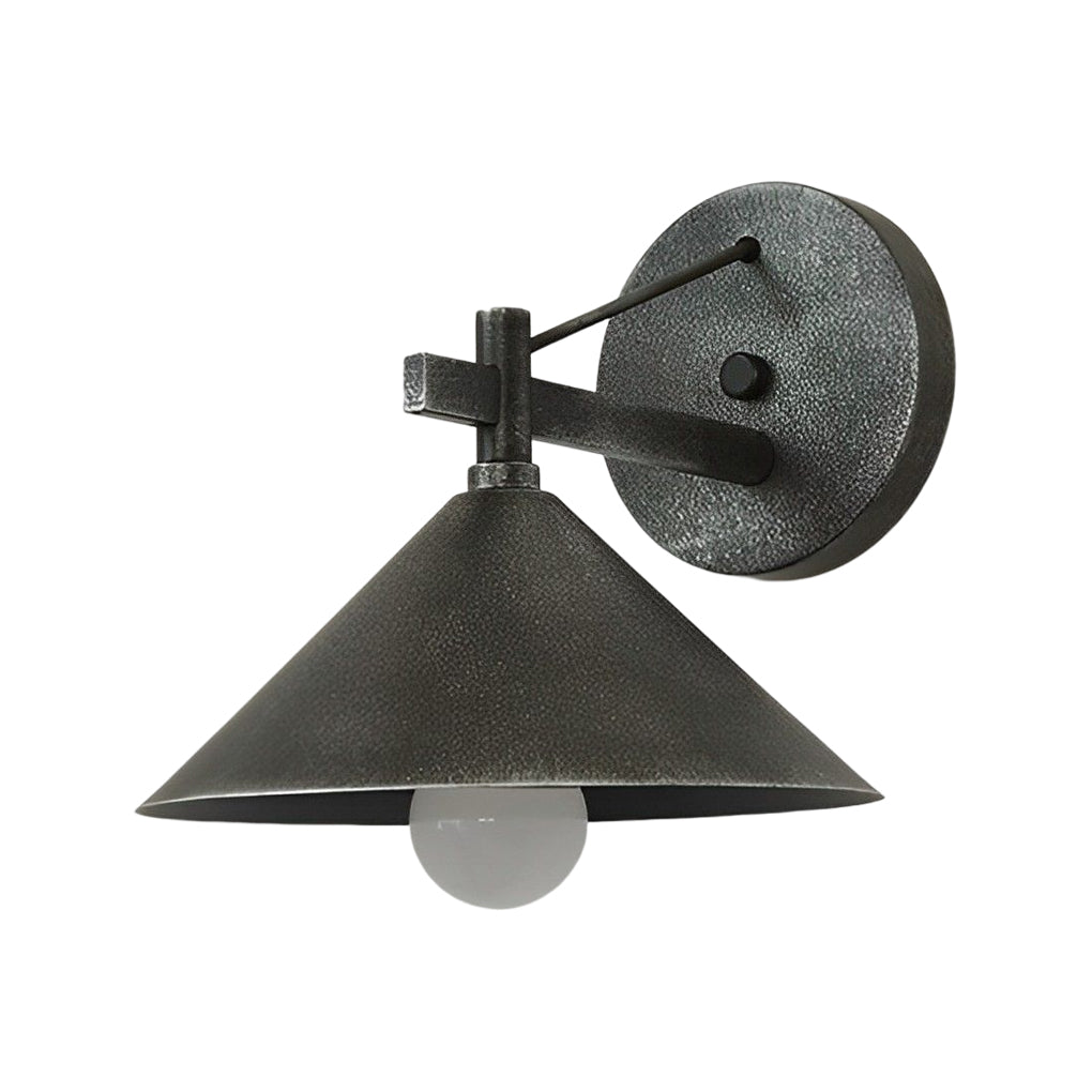 Retro Conical Outdoor Wall Sconce — Iron, Matte Black / Gold Bronze / Silver Bronze, Waterproof, 10" × 9"