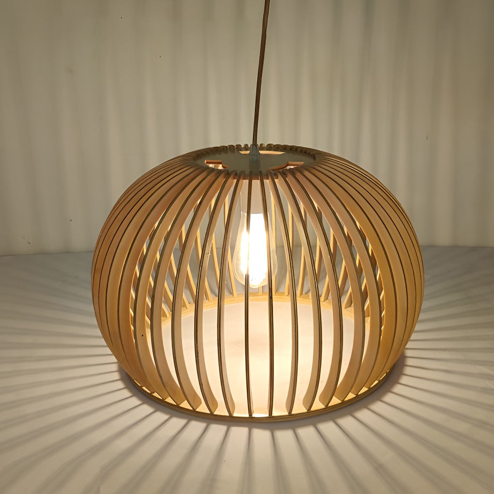Semi-Circle Wooden Lantern Pendant — Wood, Modern Minimalist, E27, 13" or 18" Diameter