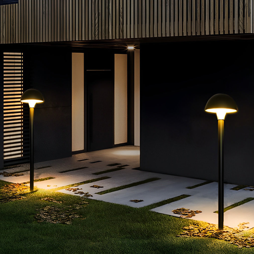 Mushroom Outdoor Bollard Light — Black Aluminum & Acrylic, LED Warm White, IP65 Weatherproof