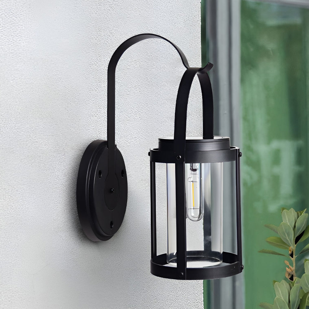 Lantern Outdoor Solar Wall Sconce — Black ABS, LED, 2800–3200K, IP Weatherproof, 5" Diameter