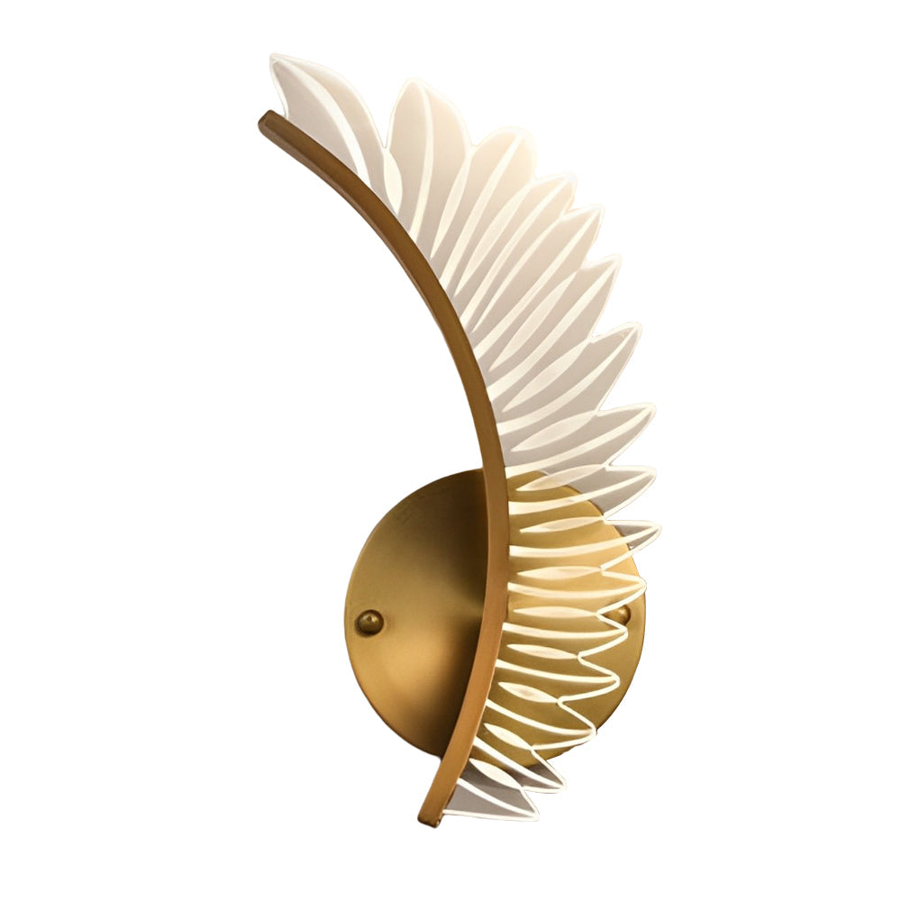 Postmodern Feather & Acrylic Leaf Wall Sconce — Copper, LED, Three-Step Dimming, 3000K / 4000K / 6000K
