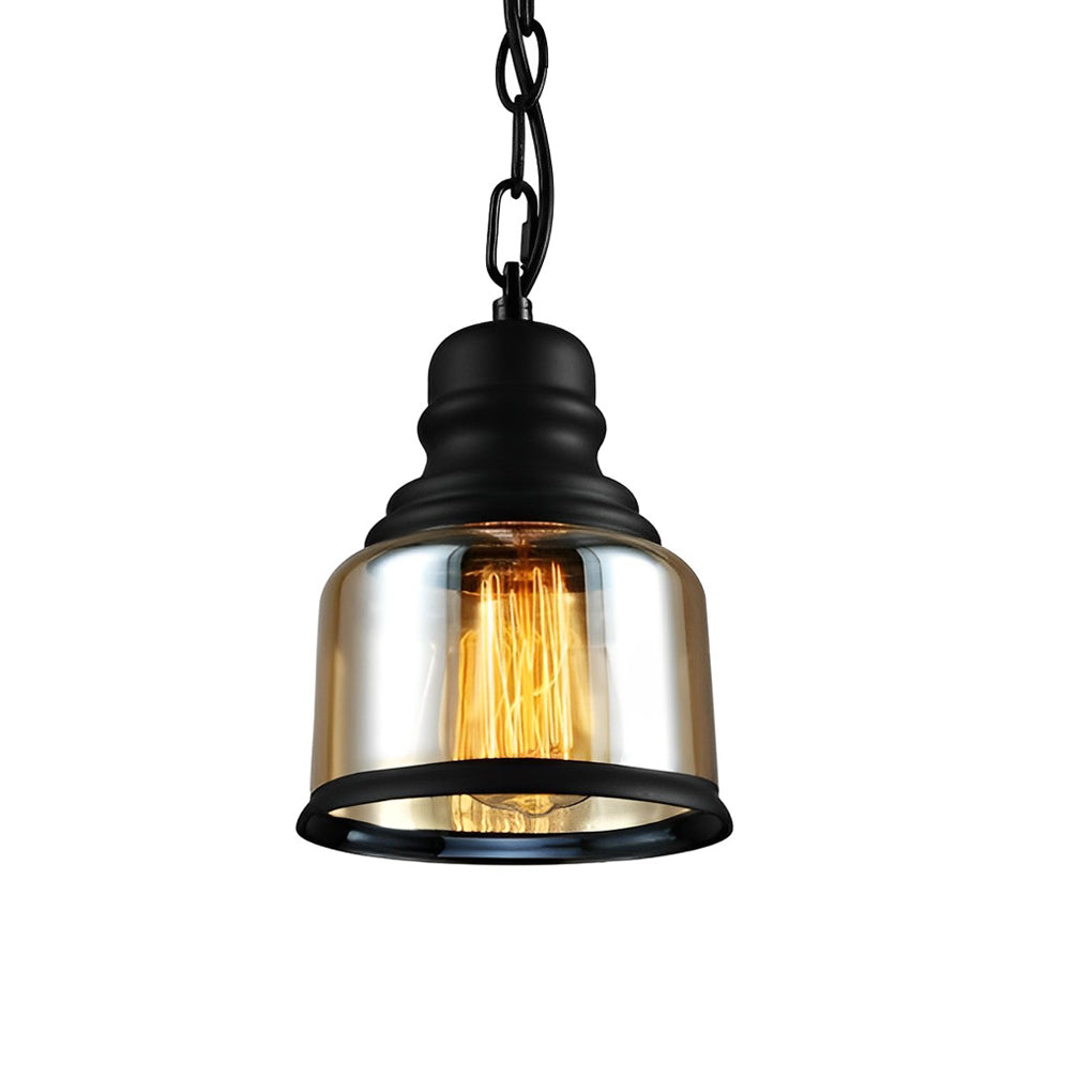 Industrial Mini Pendant — Retro Brown Glass Shade, E27, 3 Shape Options