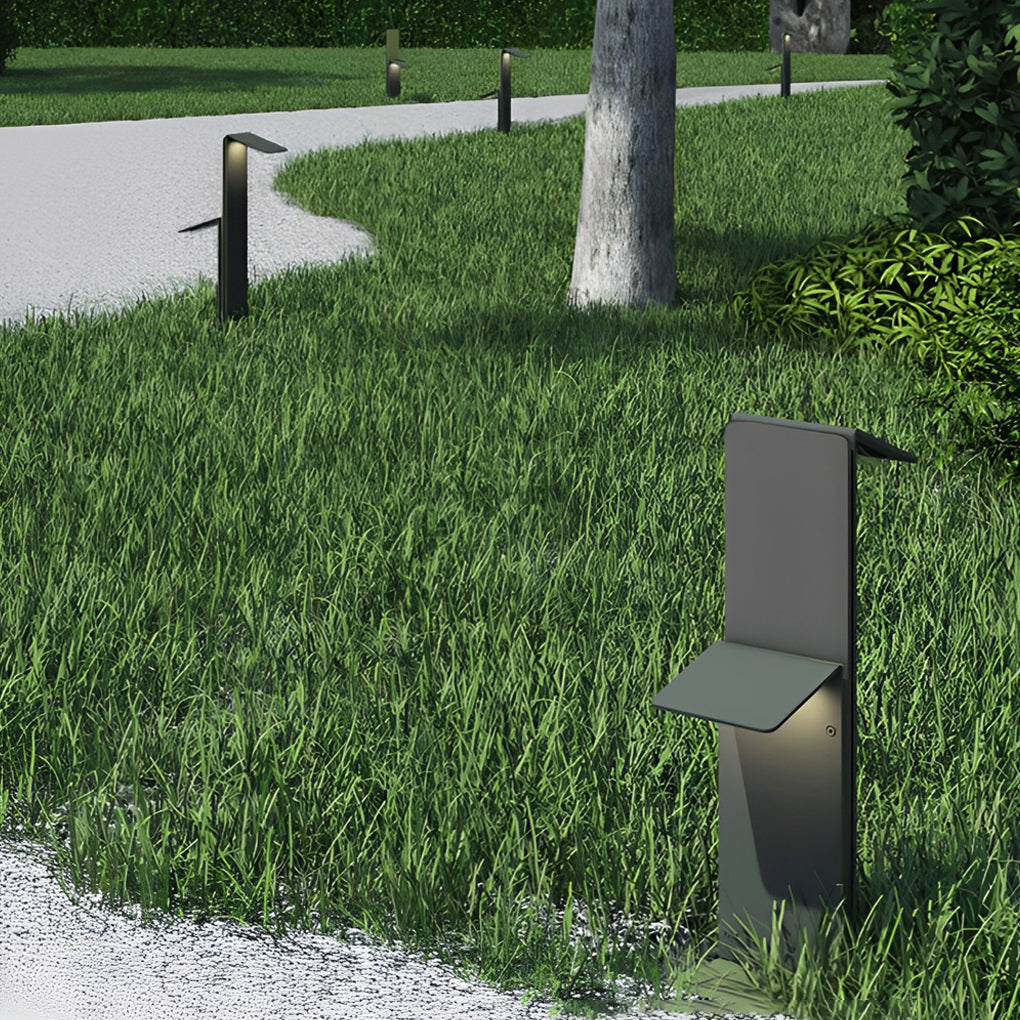 Dual-Panel Vertical LED Solar Bollard Path Light — Gray Stainless Steel, IP65, 3000K Warm White