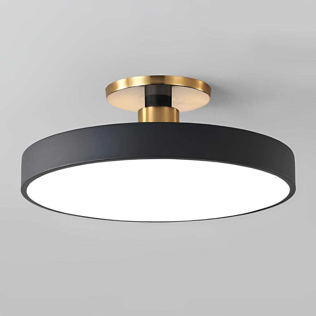 Circular LED Semi-Flush Mount Ceiling Light — Acrylic & Metal, 28W, 3000K/4000K/5000K, 16" Diameter