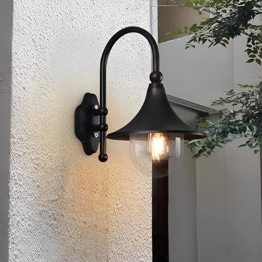 Vintage Trumpet Outdoor Wall Sconce — Die-Cast Aluminum, Black, LED, IP55 Waterproof