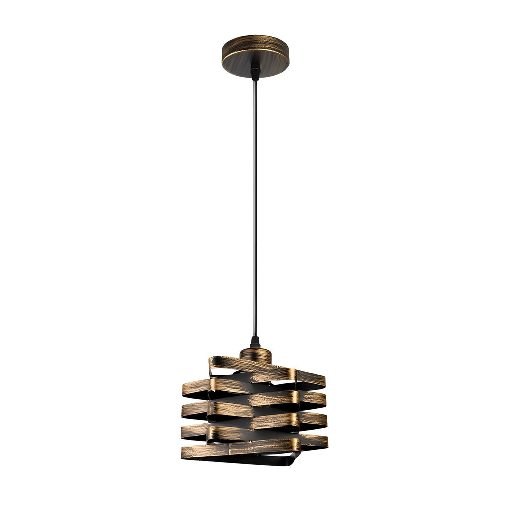 Retro Industrial Interwoven Iron Mini Pendant — E27/E26, 60W Max, 39.4" Adjustable, Gold / Copper / Black
