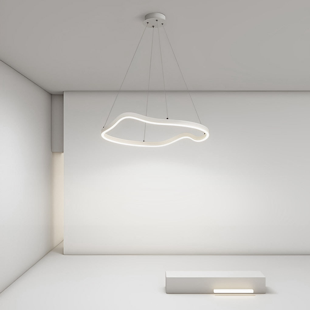 Irregular Ring Modern Chandelier — Aluminum with Silicone Shade, 24", Three-Step Dimming, LED