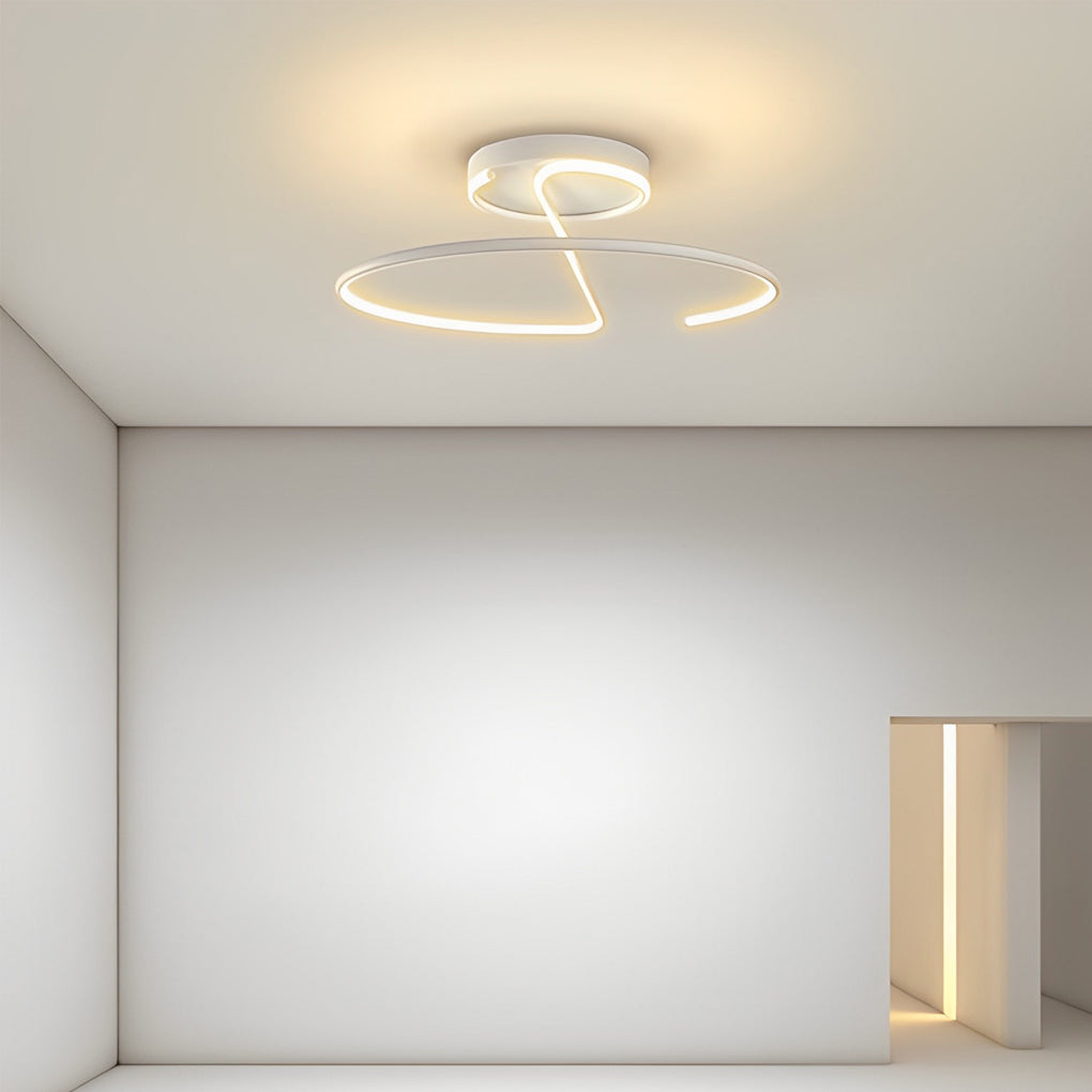 16-Inch Modern LED Semi Flush Mount Ceiling Light with Sleek Wire-Inspired Circular Design