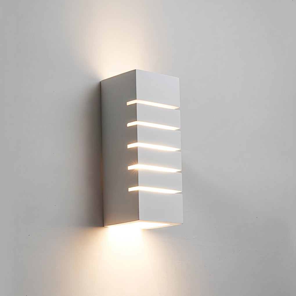 Rectangular Gypsum Up/Down Wall Sconce — White, Glass, G4, 3000K Warm White, 4"W × 10"H