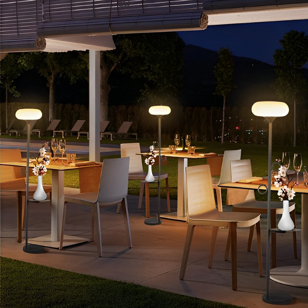 Modern Outdoor Floor Lamp — Black Steel, LED 3000K, Remote Control, IP65 Weatherproof, 12" × 75"