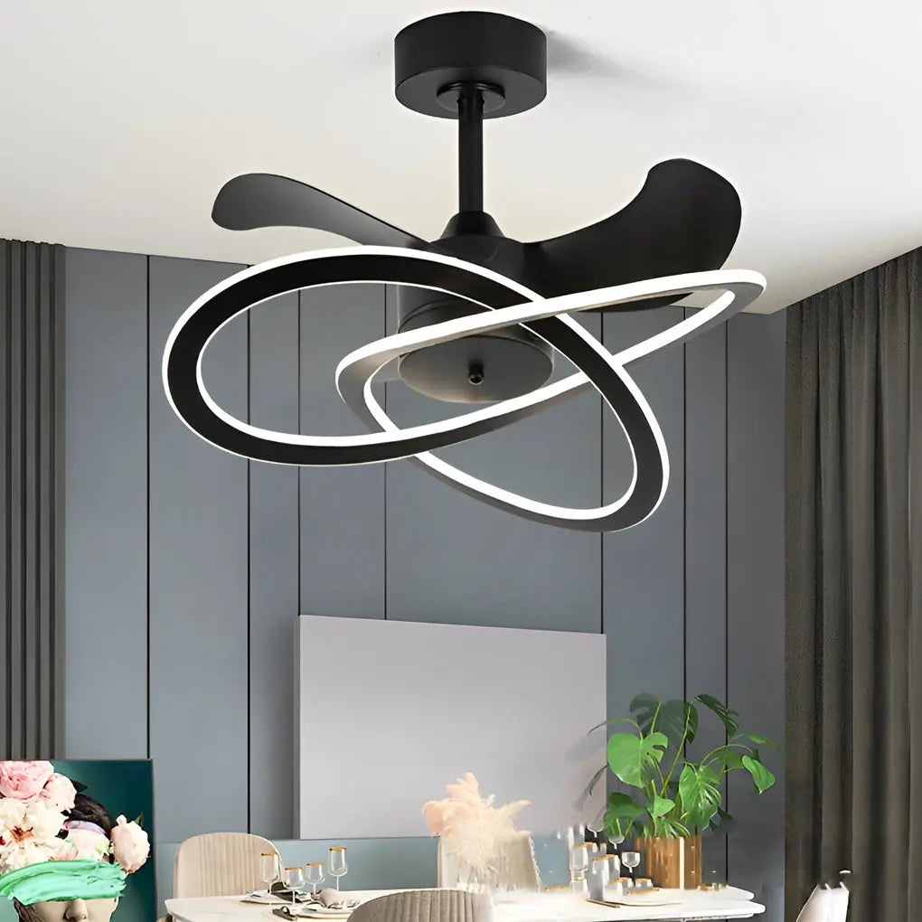 Nordic Bladeless Ceiling Fans with Waves Flower LED, Mute Function, and Creative Timing Luxe