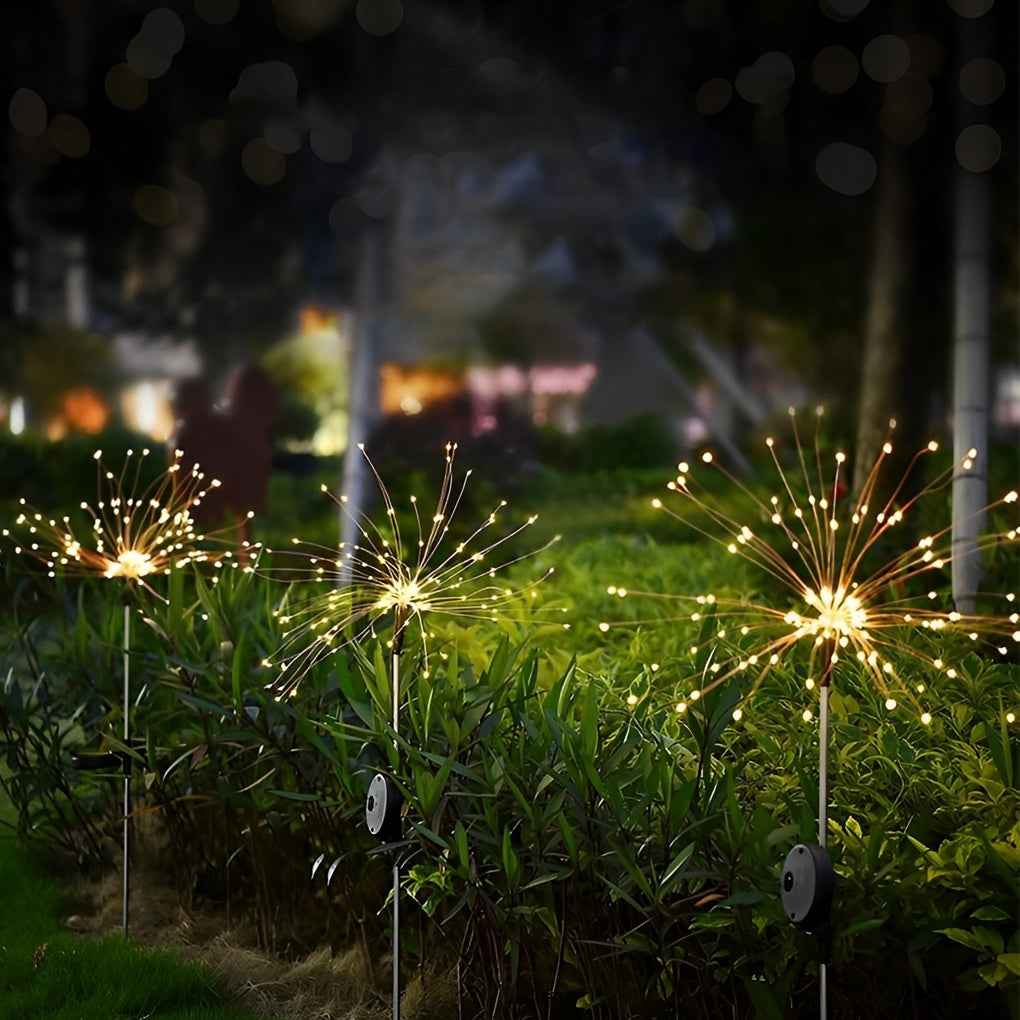 Starburst Solar LED Novelty Lights, 2-Pack — PVC & Metal, 200-LED, 8 Modes, IP65 Weatherproof