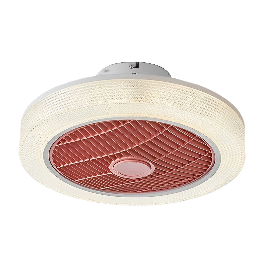 Modern Bladeless Ceiling Fan Light with Round Dimmable LED and Quiet Warm Air