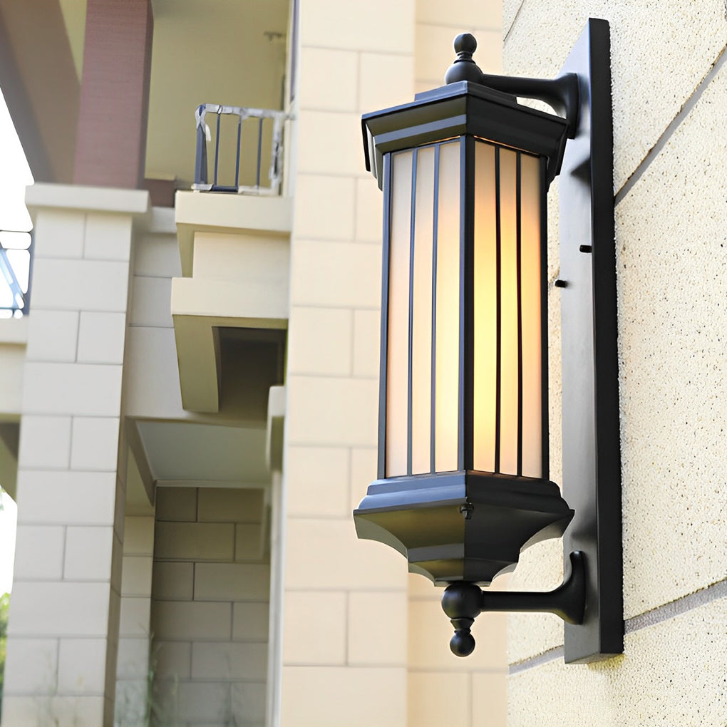Modern Retro Outdoor Wall Sconce — Cast Aluminum, Black, Waterproof, 3000K Warm White, 8.7" × 23.6"