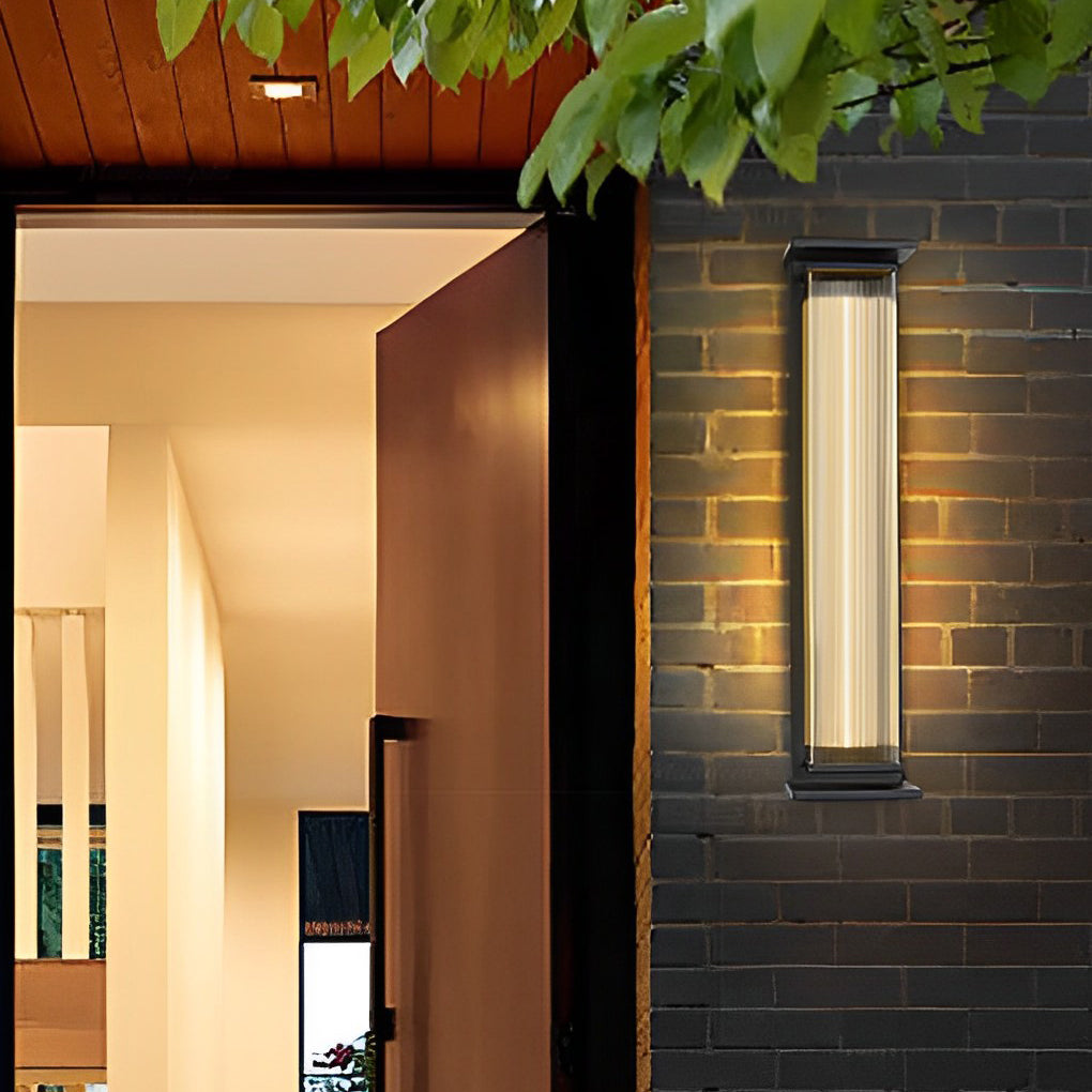Industrial Strip Outdoor Wall Sconce — Black Stainless Steel, LED, Acrylic, 3-Color Temperature