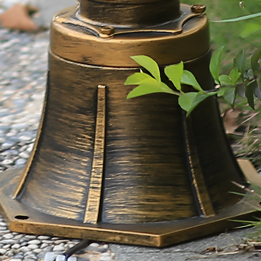 Vintage Golden Outdoor Post Light — Die-Cast Aluminum and Glass, E27, 46" H, Waterproof Rustproof