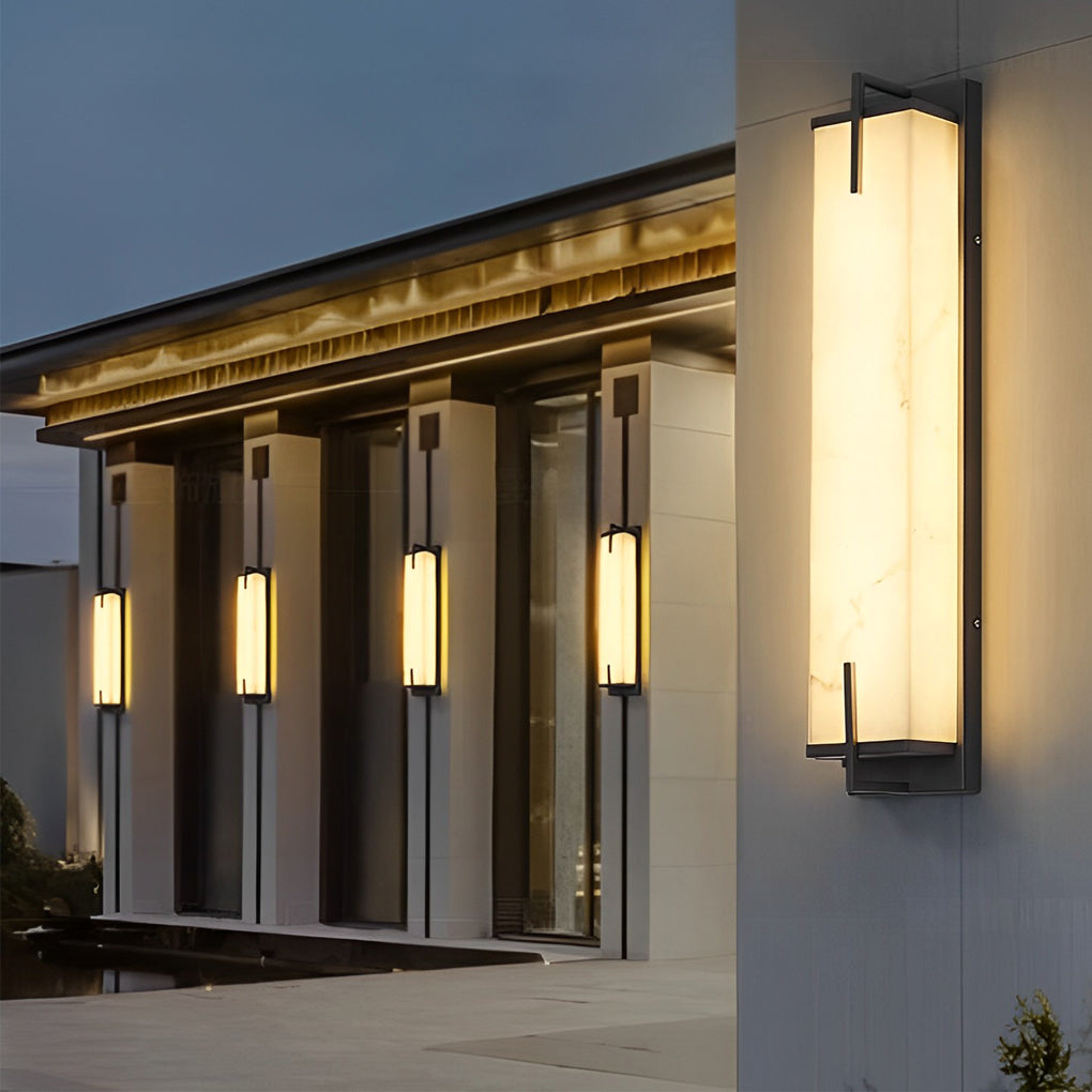 Modern Rectangular Outdoor Wall Sconce — Resin & Stainless Steel, Black, LED, 3000K/4500K/6000K, IP Weatherproof