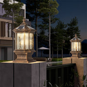 Vintage Lantern Pillar Light — Aluminum, Solar or Hardwired, IP54, 3-Step Dimming, Black or Bronze