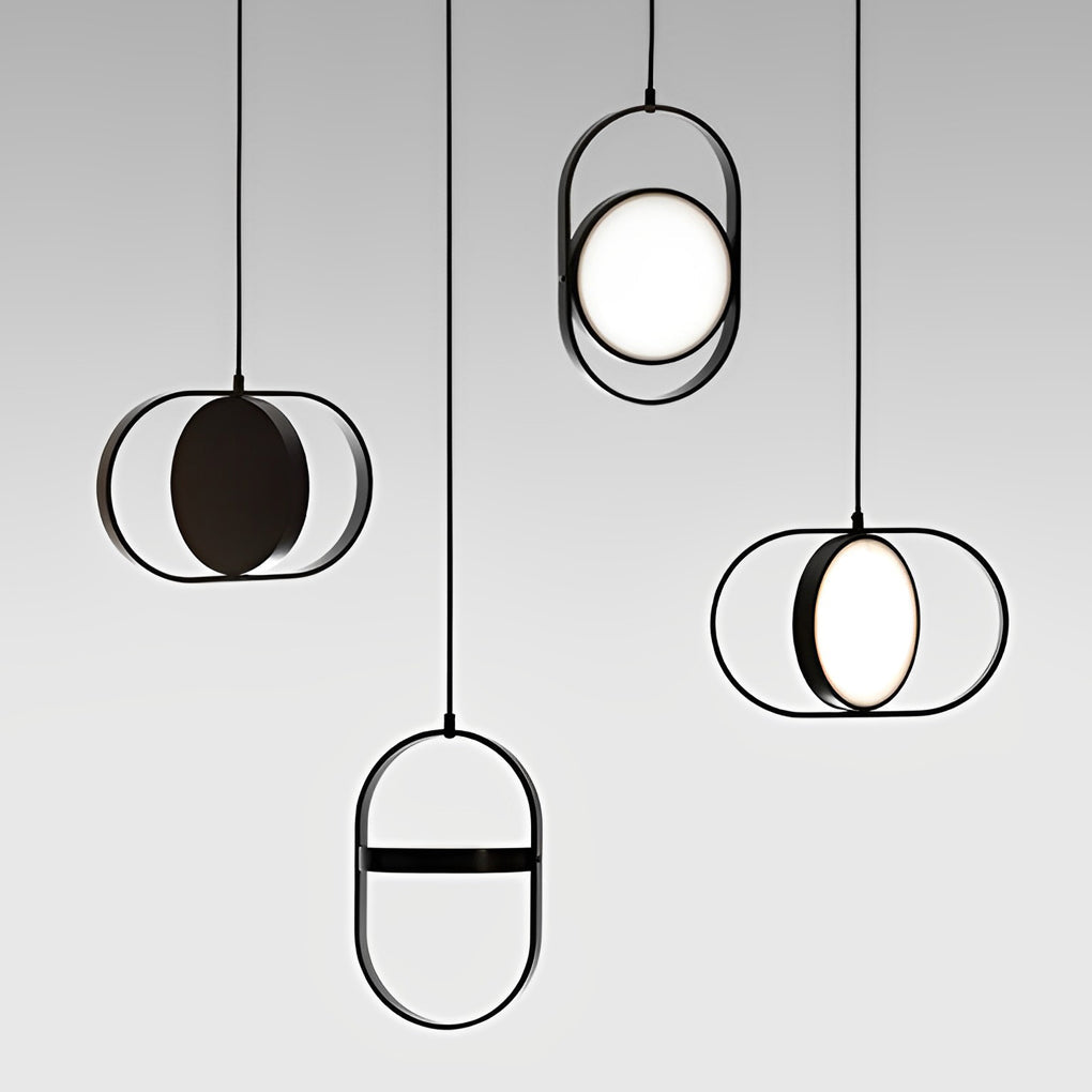 Modern Black Ring Pendant Light — Iron and Acrylic, LED, Three-Step Dimming (3000K/4500K/6000K), 9W–24W