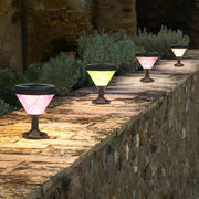 Modern Round Solar Post Cap Light — Black Aluminum, LED, RGB Colorful Gradient, IP65 Weatherproof