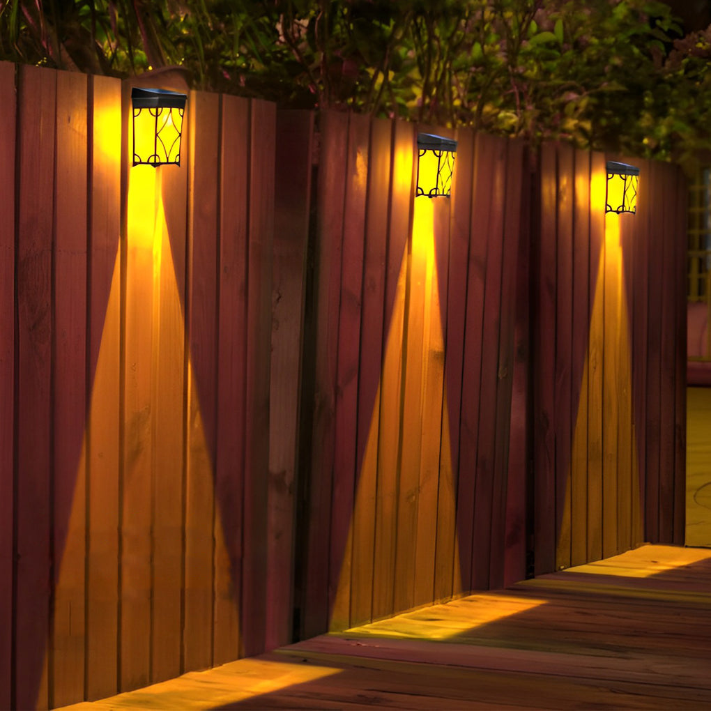 Black Solar Outdoor Wall Sconce, 2-Pack — RGB + Warm White LED, Motion Sensor, IP65 Weatherproof