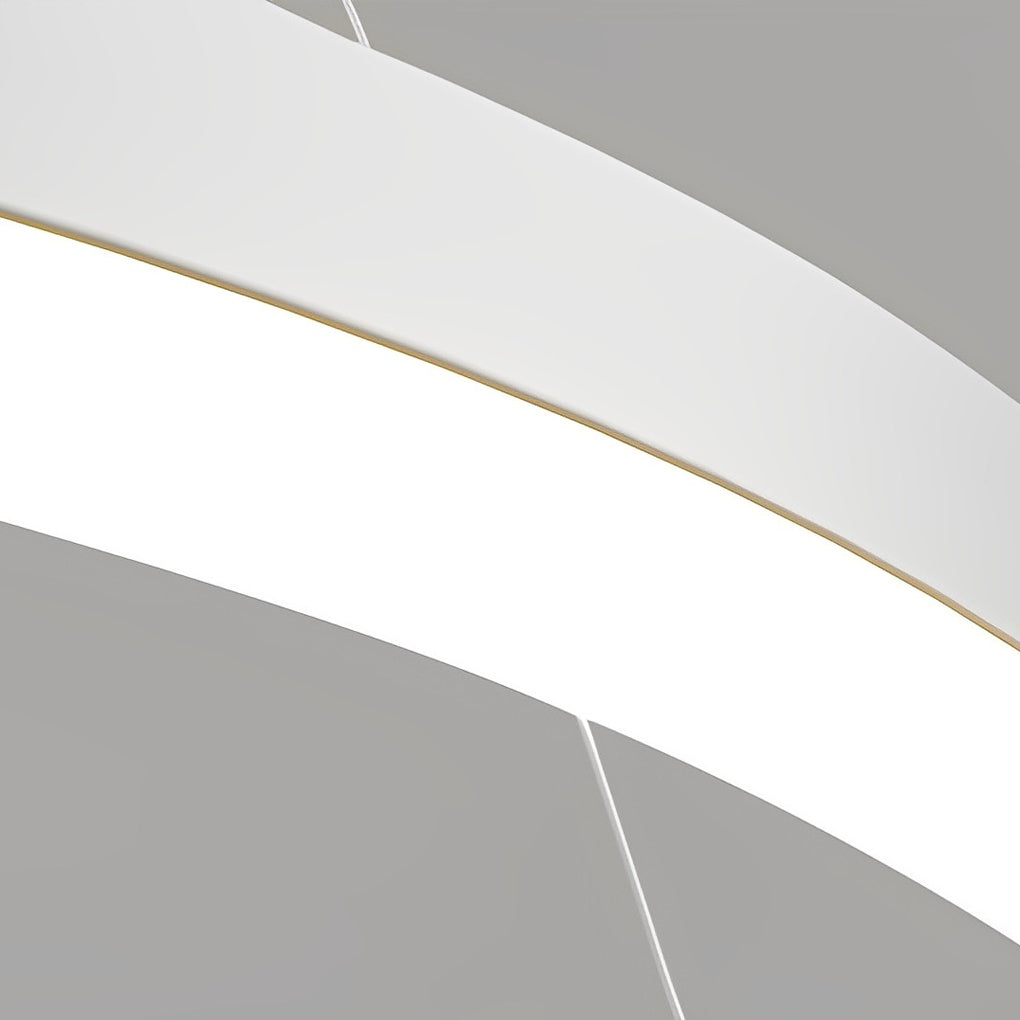Circular Ring Modern Chandelier — Iron and Acrylic, White, 3-Step Dimming LED, 64W–113W, Multiple Configurations