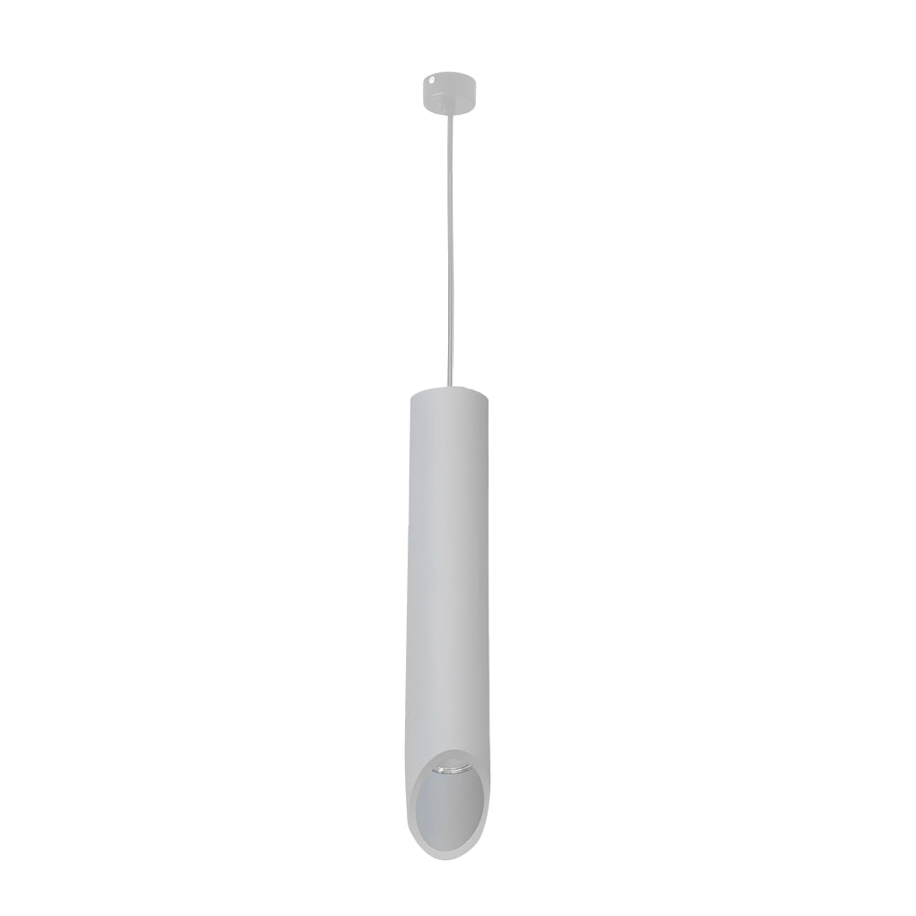 Cylindrical Oblique Mini Pendant — Aluminum, LED 5W 3000K, 2" × 16", Black or White with Gold