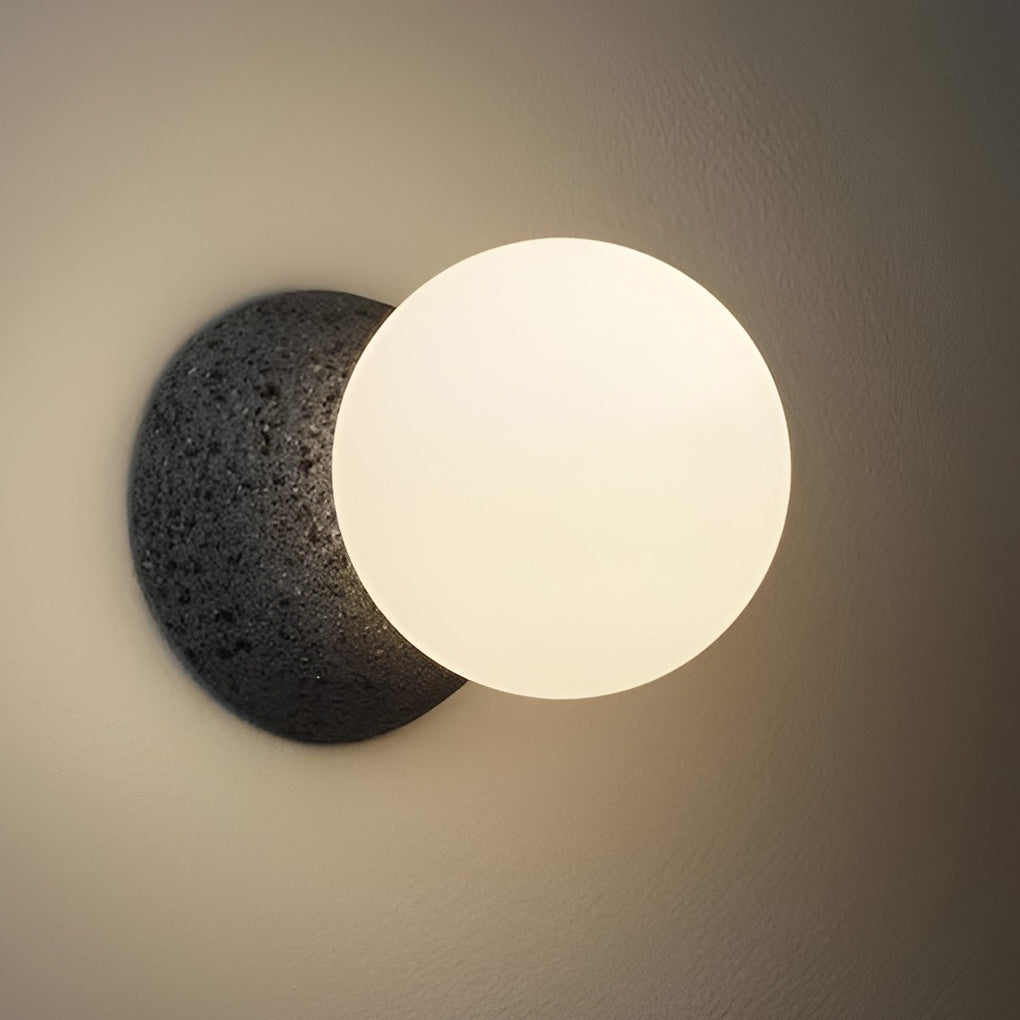 Modern Minimalist Cement Pendant Light or Wall Sconce — Black & White, LED, 4.7" Diameter