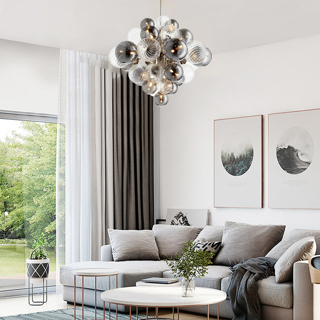 Postmodern Bubble Glass Ball Chandelier — LED, 3000K Warm White, 110–240V, Hardwired