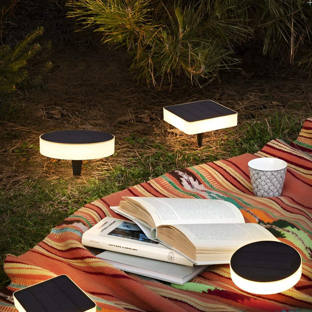 Seamless Solar Disk Ground Light — PC, LED, Warm White / Daylight, 8–11 Hr Runtime, Round or Square