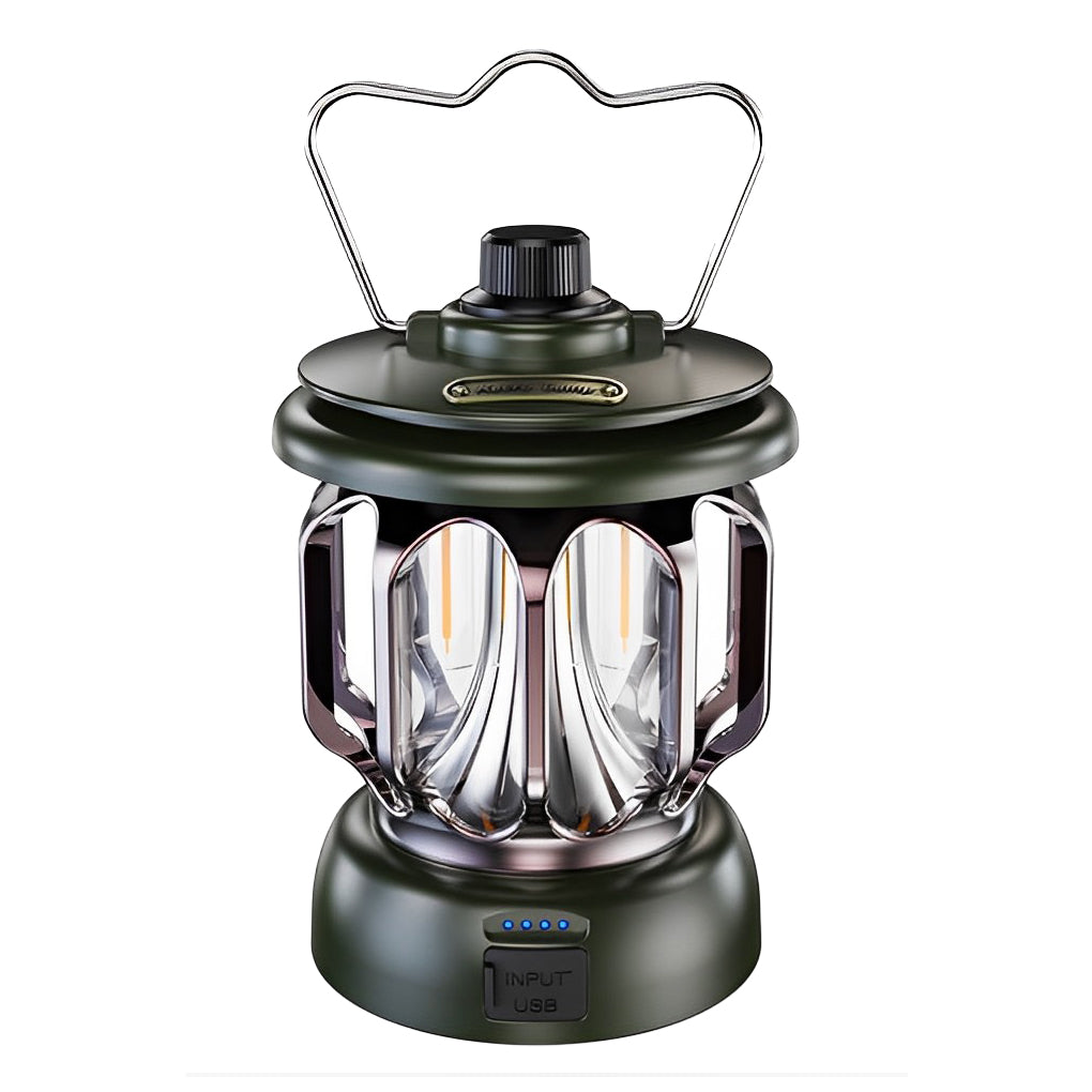 Retro Portable Outdoor Camping Lantern — ABS and Iron, Rechargeable LED, Type-C, 4W 150lm, 6"