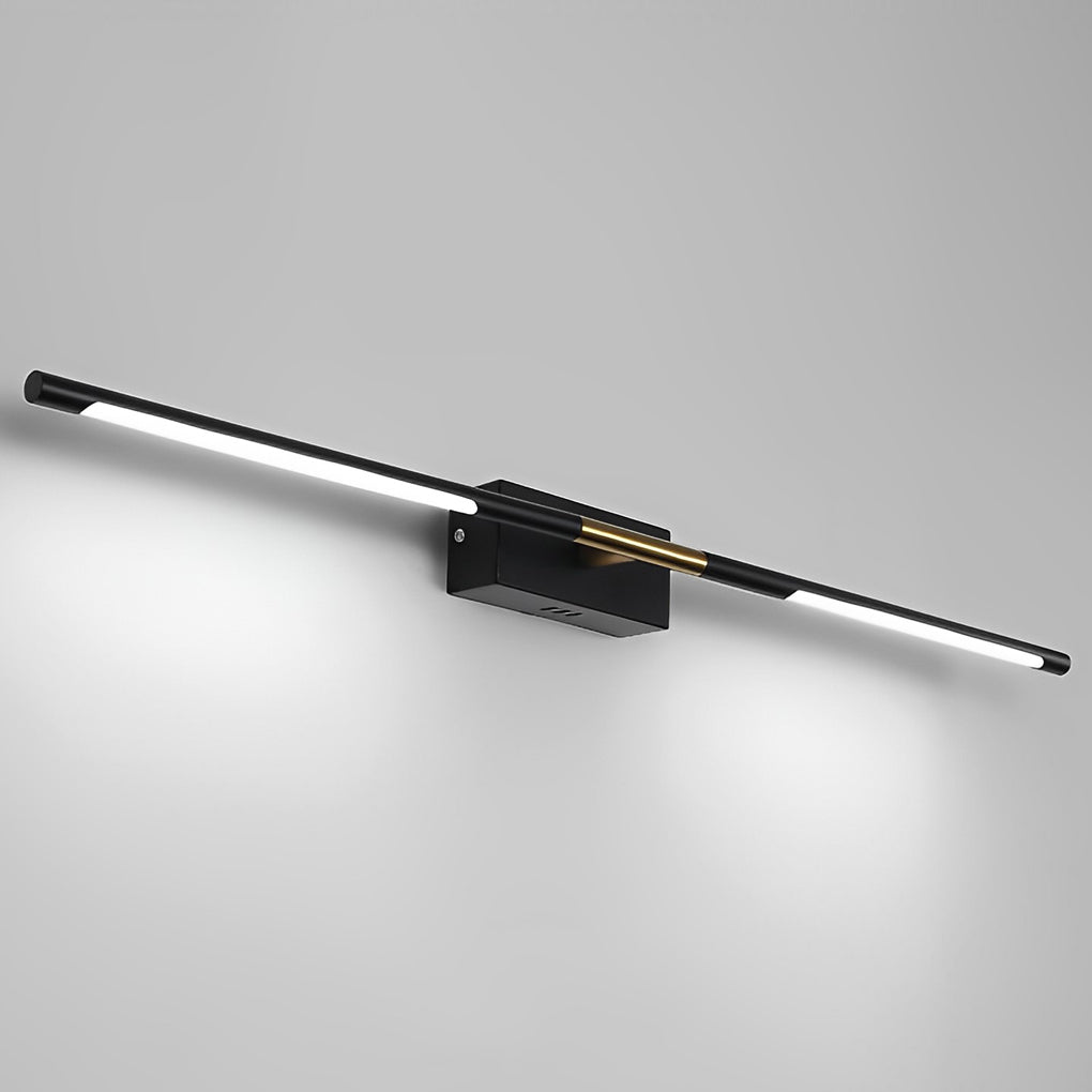 Linear LED Bathroom Vanity Light Bar — Black and Gold, Acrylic Shade, 23.6" or 39.4"