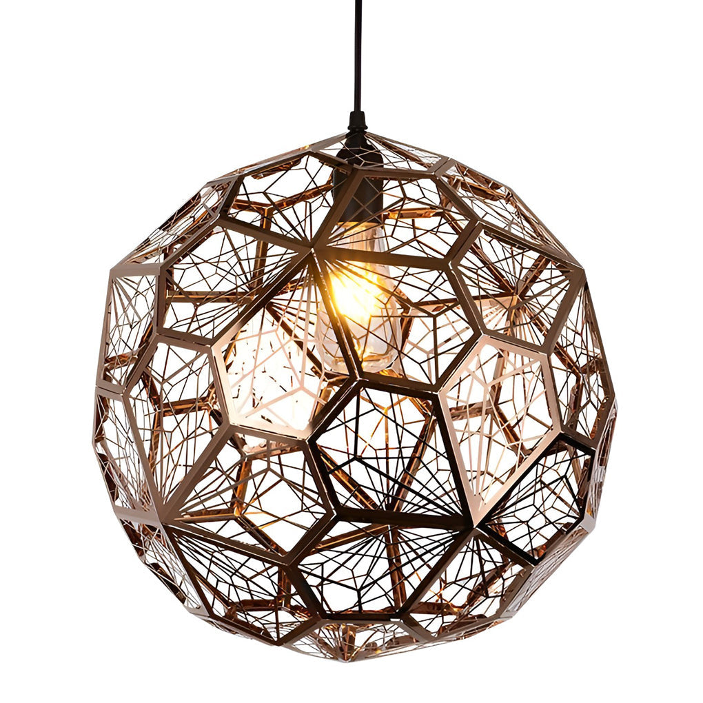 Postmodern Geometric Spherical Pendant — Stainless Steel, E27, Gold / Rose Gold / Silver, 10"–20"