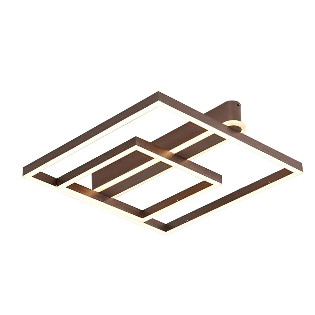 Square Double-Frame LED Flush Mount — Aluminum and Iron with Acrylic Shade, 45W–64W, 22"