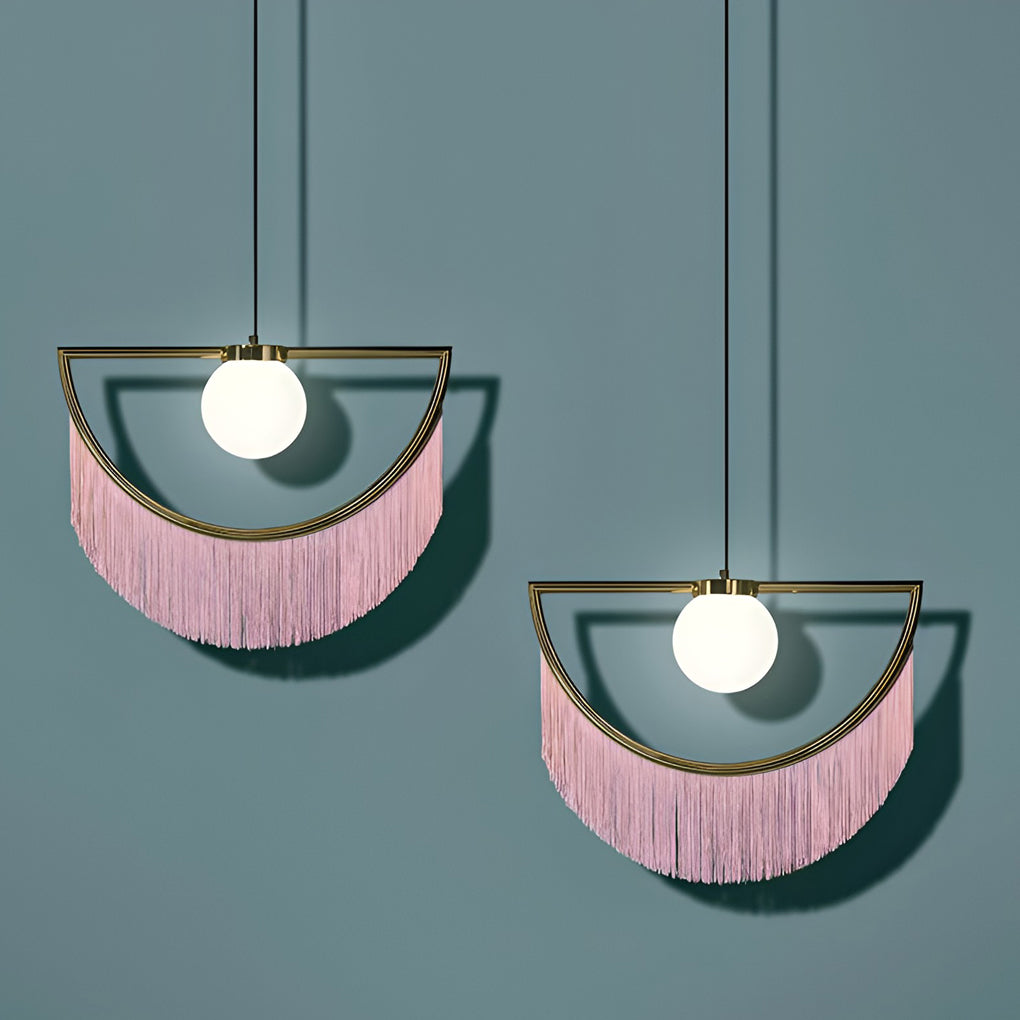 Pink Tassel Pendant Light — Acrylic & Hardware, E27, 15" Wide, 3000K / 6000K