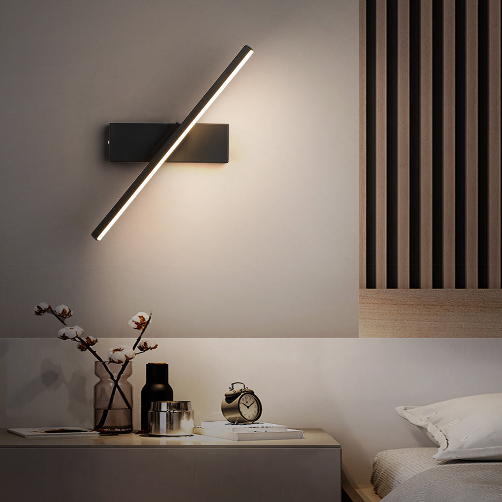330° Rotatable Linear LED Wall Sconce — Aluminum & Iron, Black or White, 12" or 20"