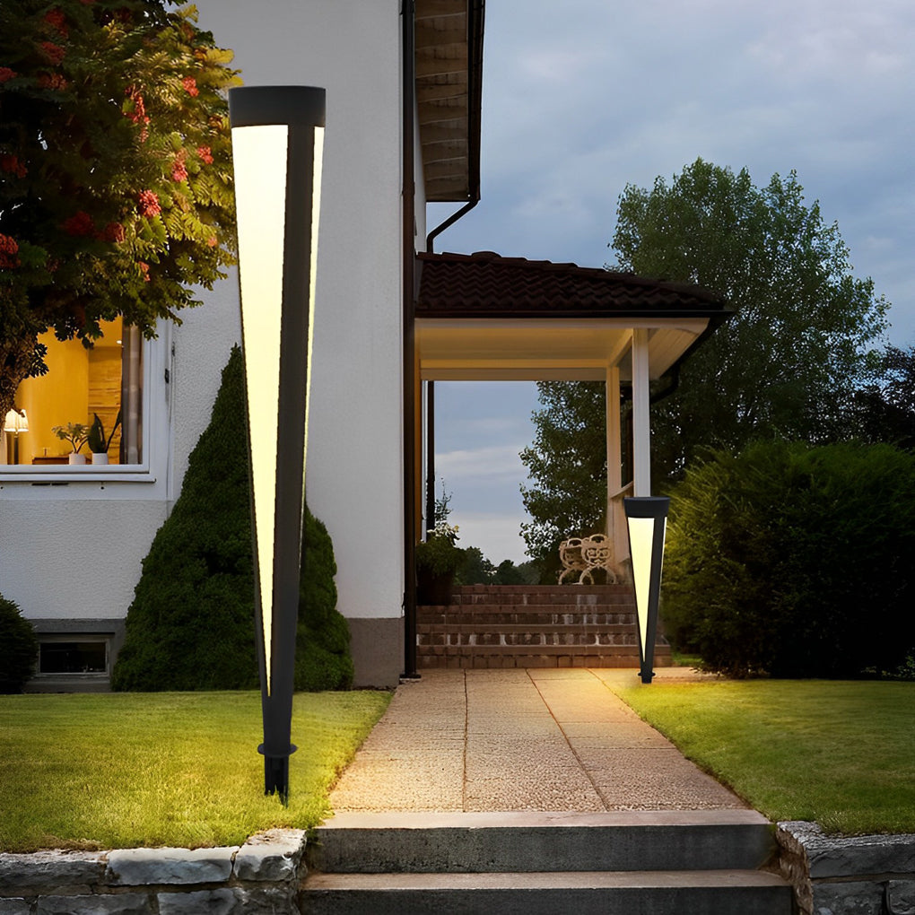 Round Solar Outdoor Bollard Light — Gray Aluminum & Acrylic, LED 10W, IP54, 6" × 24", Warm White 3000K